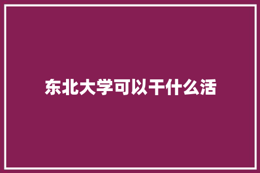 东北大学可以干什么活 未命名