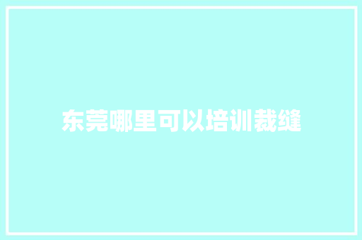 东莞哪里可以培训裁缝