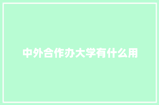 中外合作办大学有什么用 未命名