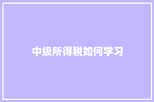 中级所得税如何学习