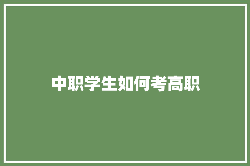 中职学生如何考高职 未命名