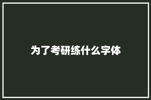 为了考研练什么字体 未命名