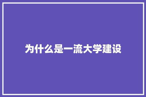 为什么是一流大学建设 未命名