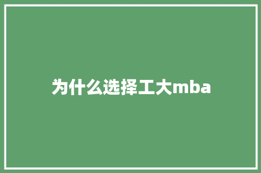 为什么选择工大mba