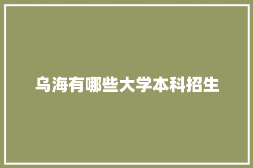 乌海有哪些大学本科招生