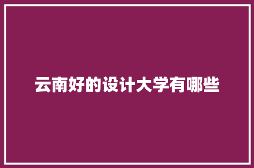 云南好的设计大学有哪些 未命名