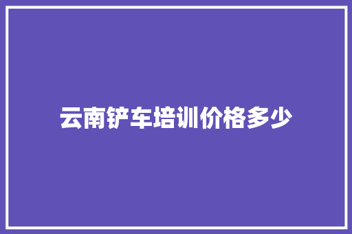 云南铲车培训价格多少 未命名