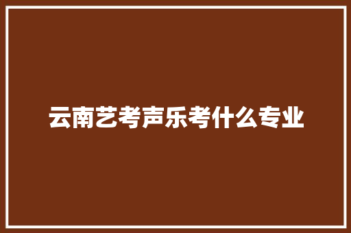 云南艺考声乐考什么专业 未命名