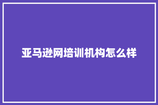 亚马逊网培训机构怎么样 未命名