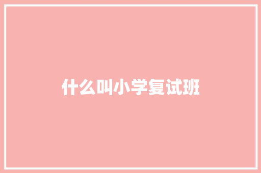 什么叫小学复试班 未命名