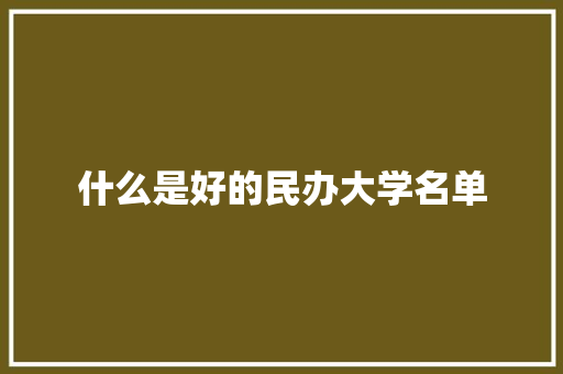 什么是好的民办大学名单 未命名