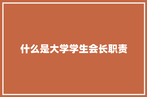 什么是大学学生会长职责