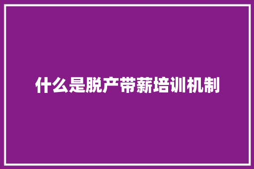 什么是脱产带薪培训机制 未命名