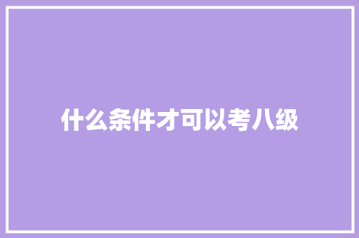 什么条件才可以考八级 未命名