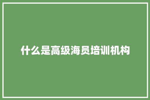 什么是高级海员培训机构