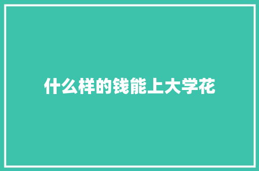 什么样的钱能上大学花