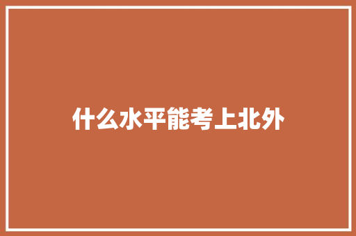 什么水平能考上北外