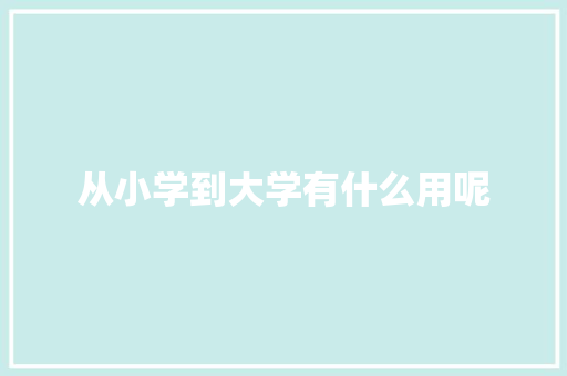 从小学到大学有什么用呢 未命名