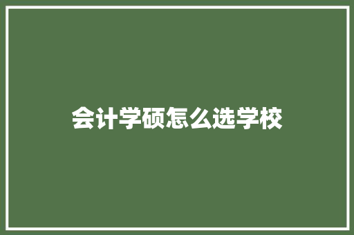 会计学硕怎么选学校 未命名