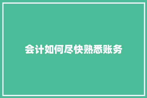 会计如何尽快熟悉账务 未命名