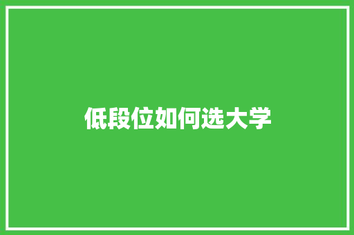 低段位如何选大学 未命名