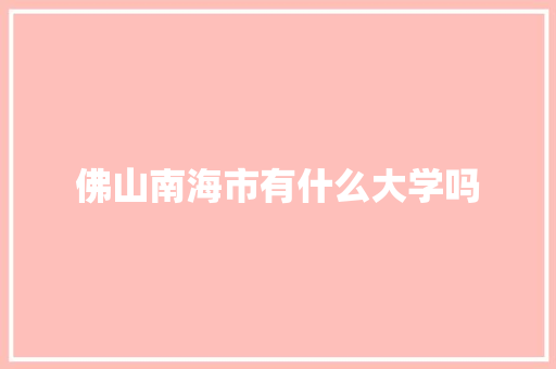 佛山南海市有什么大学吗