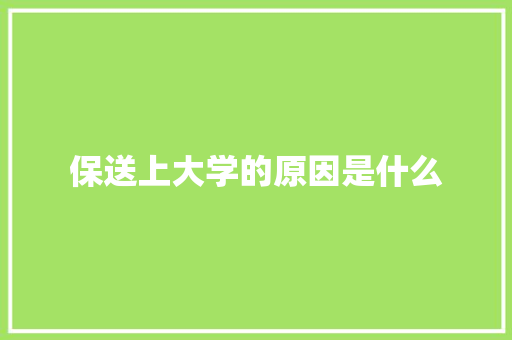 保送上大学的原因是什么