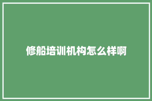 修船培训机构怎么样啊