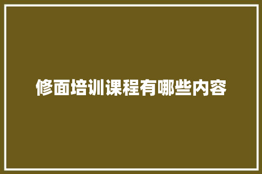 修面培训课程有哪些内容