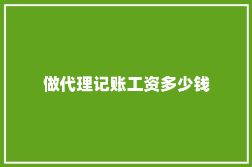 做代理记账工资多少钱 未命名