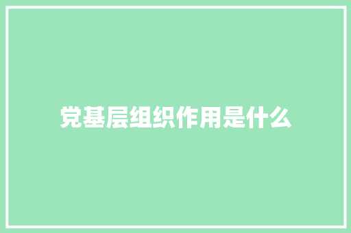 党基层组织作用是什么