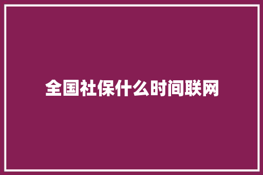 全国社保什么时间联网