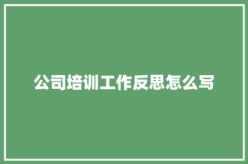 公司培训工作反思怎么写 未命名