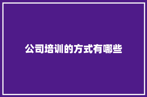 公司培训的方式有哪些 未命名