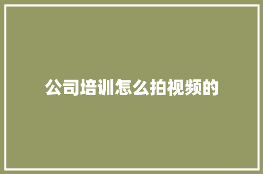 公司培训怎么拍视频的 未命名