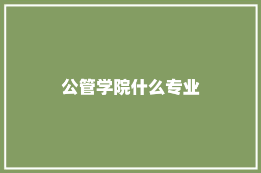 公管学院什么专业