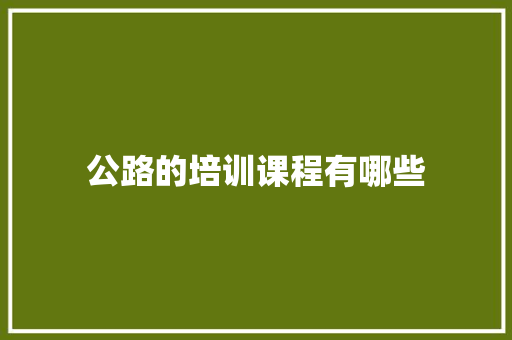 公路的培训课程有哪些