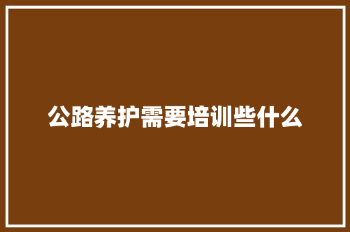 公路养护需要培训些什么 未命名