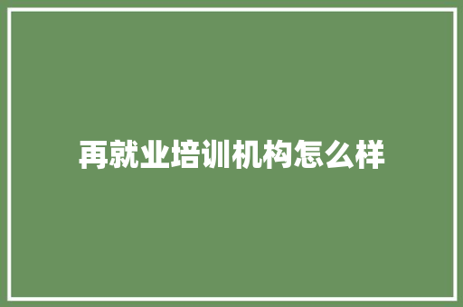 再就业培训机构怎么样