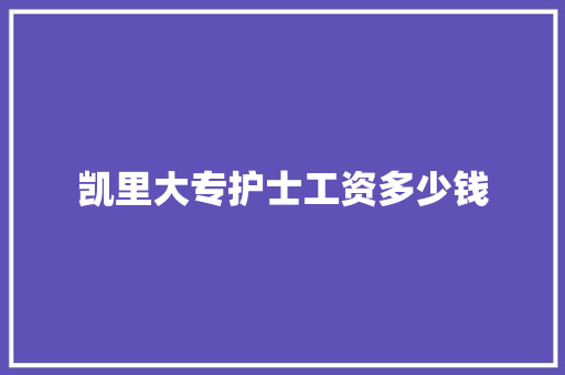 凯里大专护士工资多少钱