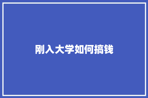 刚入大学如何搞钱