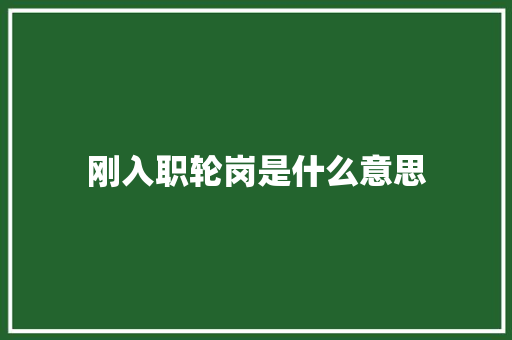 刚入职轮岗是什么意思