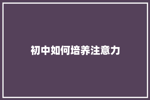 初中如何培养注意力 未命名