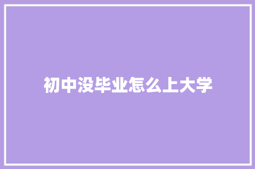 初中没毕业怎么上大学 未命名