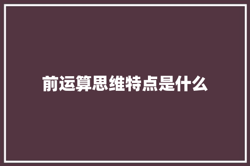 前运算思维特点是什么 未命名