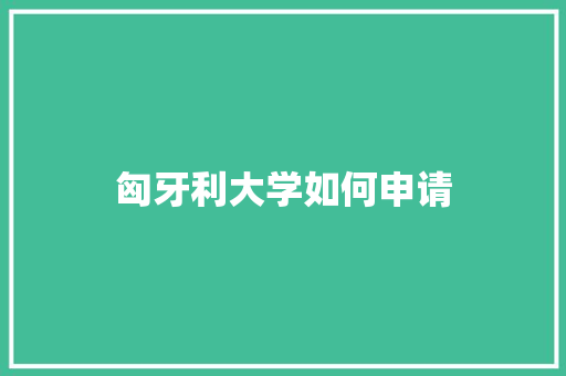 匈牙利大学如何申请