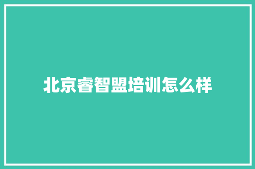 北京睿智盟培训怎么样