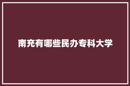 南充有哪些民办专科大学