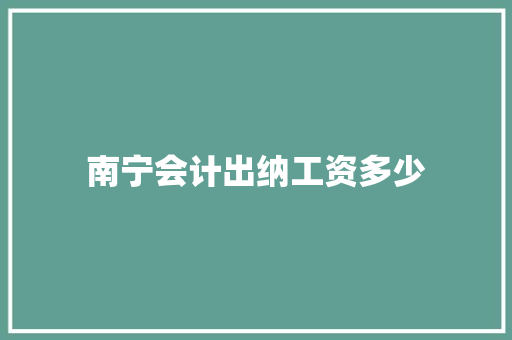 南宁会计出纳工资多少