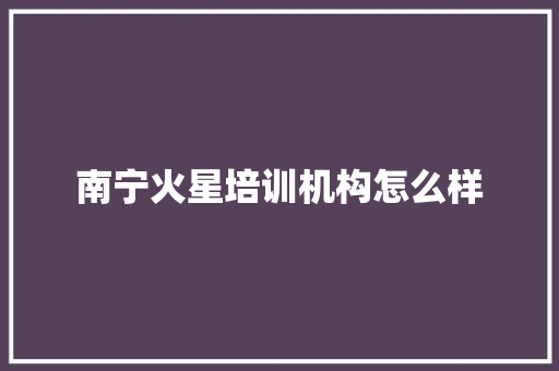 南宁火星培训机构怎么样